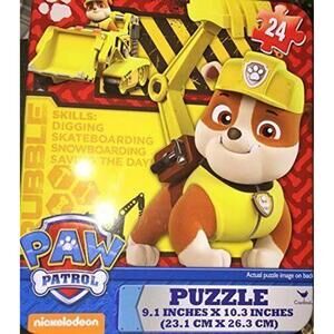 Paw Patrol Rubble Puzzle Tin Box 24 piece new